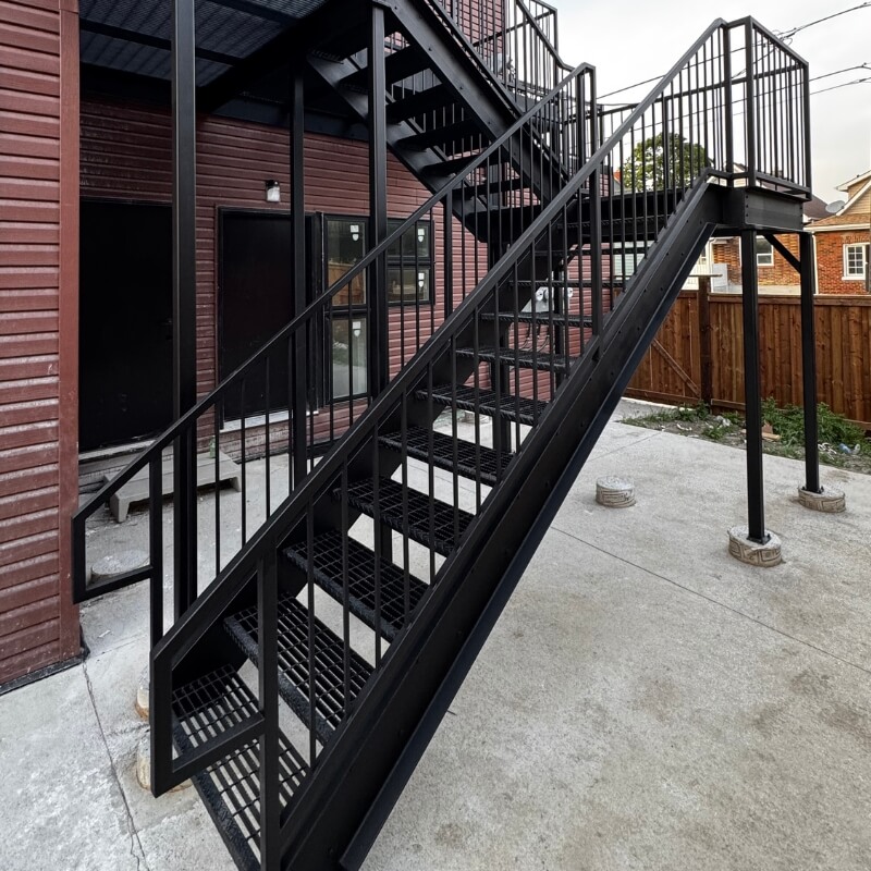 Exterior Steel Railings on Custom Fire Escape Staircase